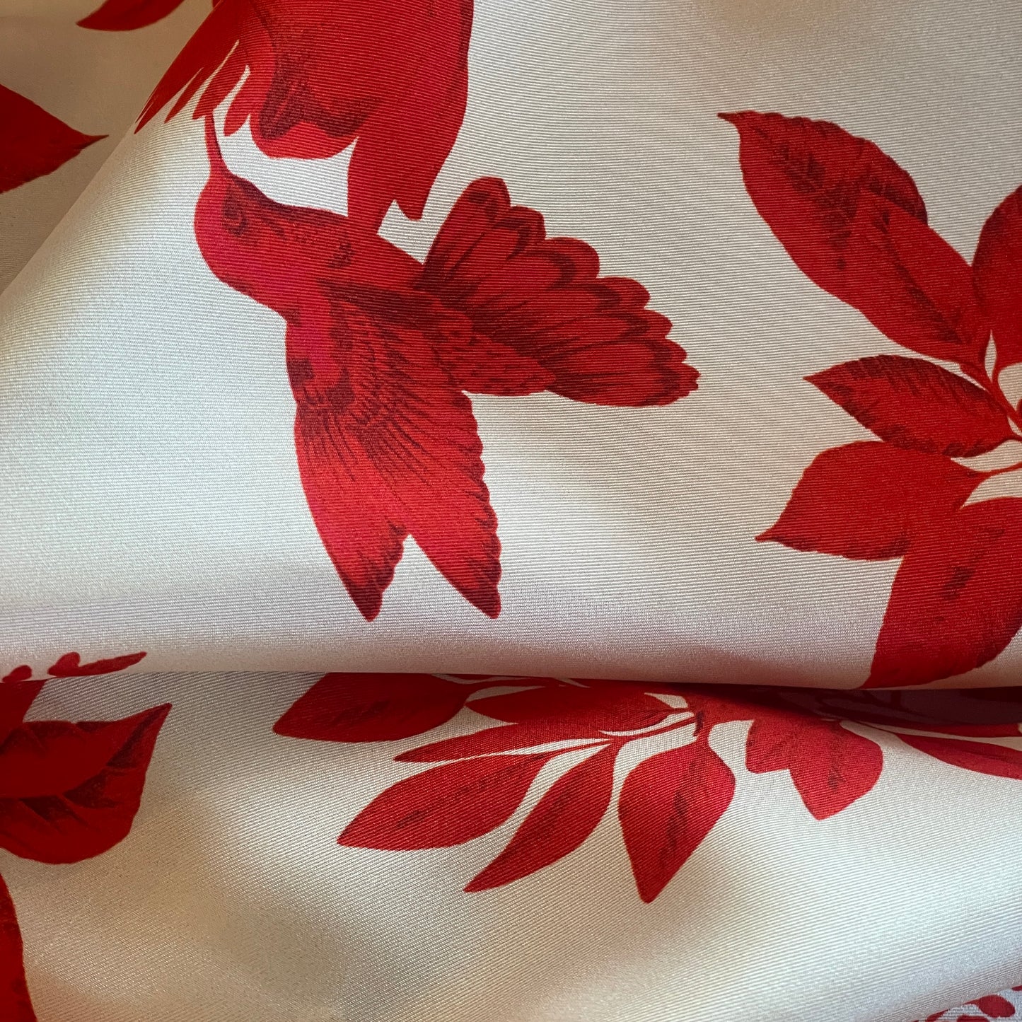 Wild bloom red silk twill