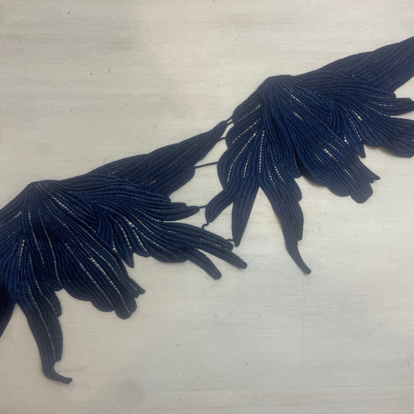 Navy large leaf Guipure Trim