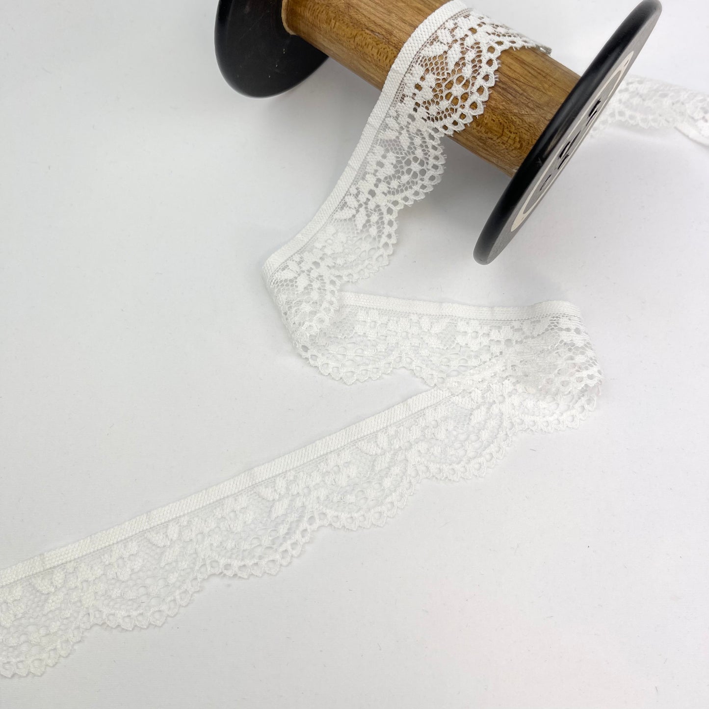 Floral White 30mm Stretch Lace