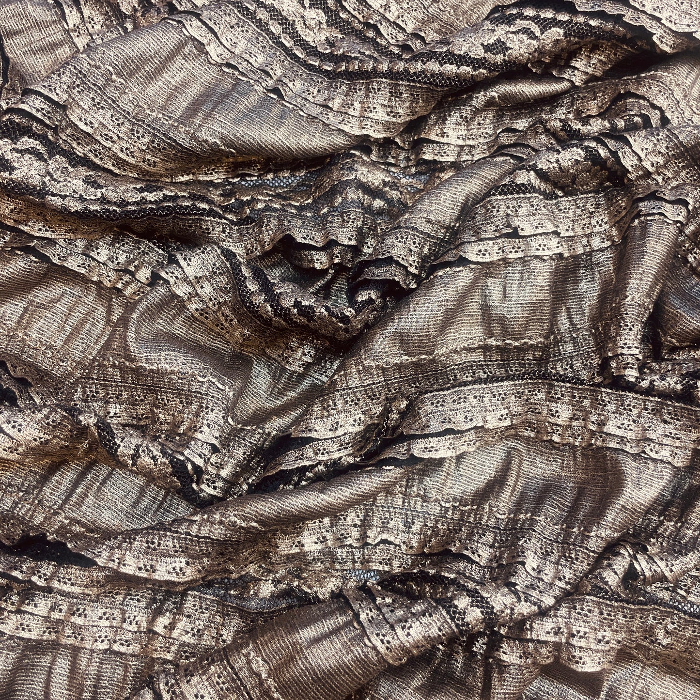 Hallie ruffled metallic stretch lace