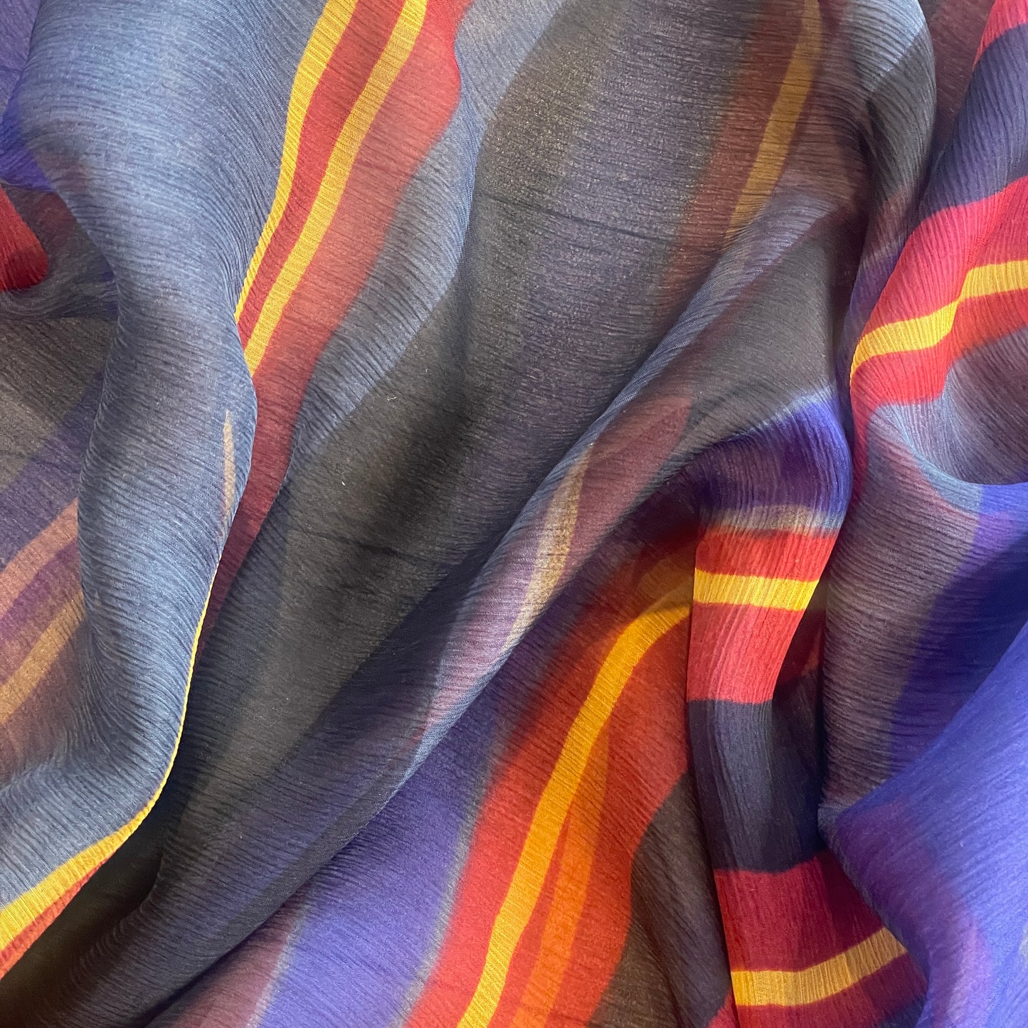 Oxford stripes crinkle Silk Chiffon