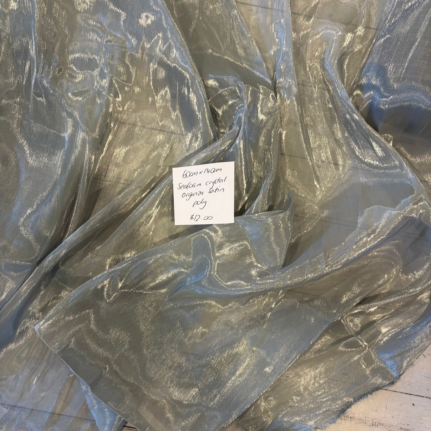 60cm Seafoam Crystal Organza Satin