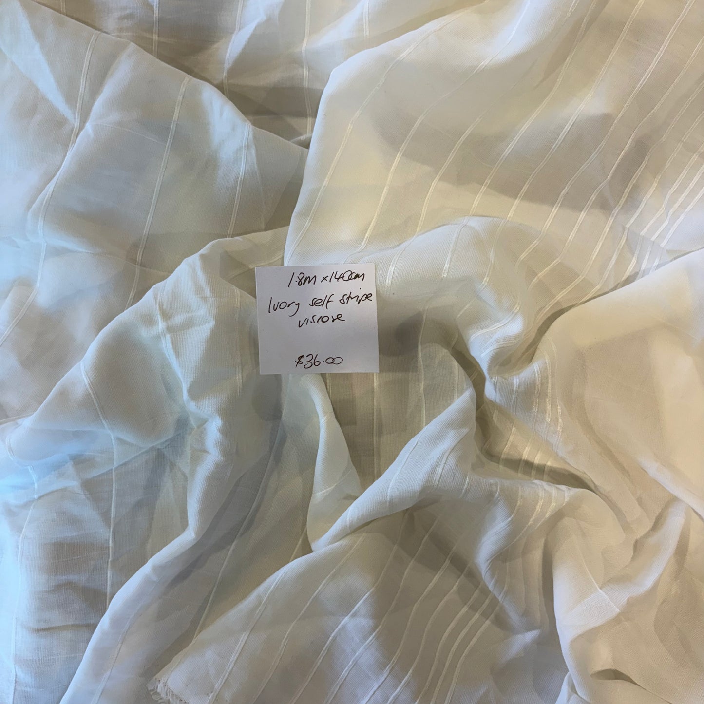 1.8m Ivory Self Stripe Viscose