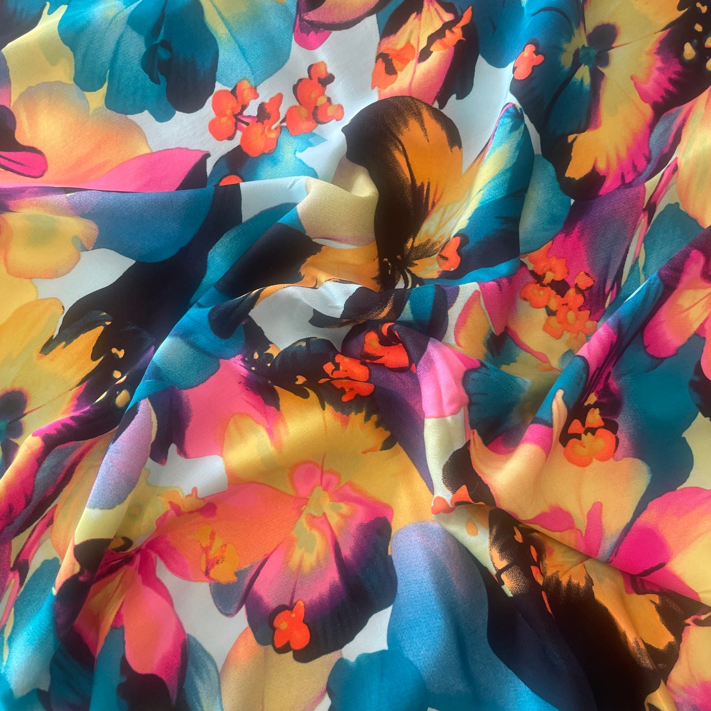 1.9m vibrant floral viscose challis