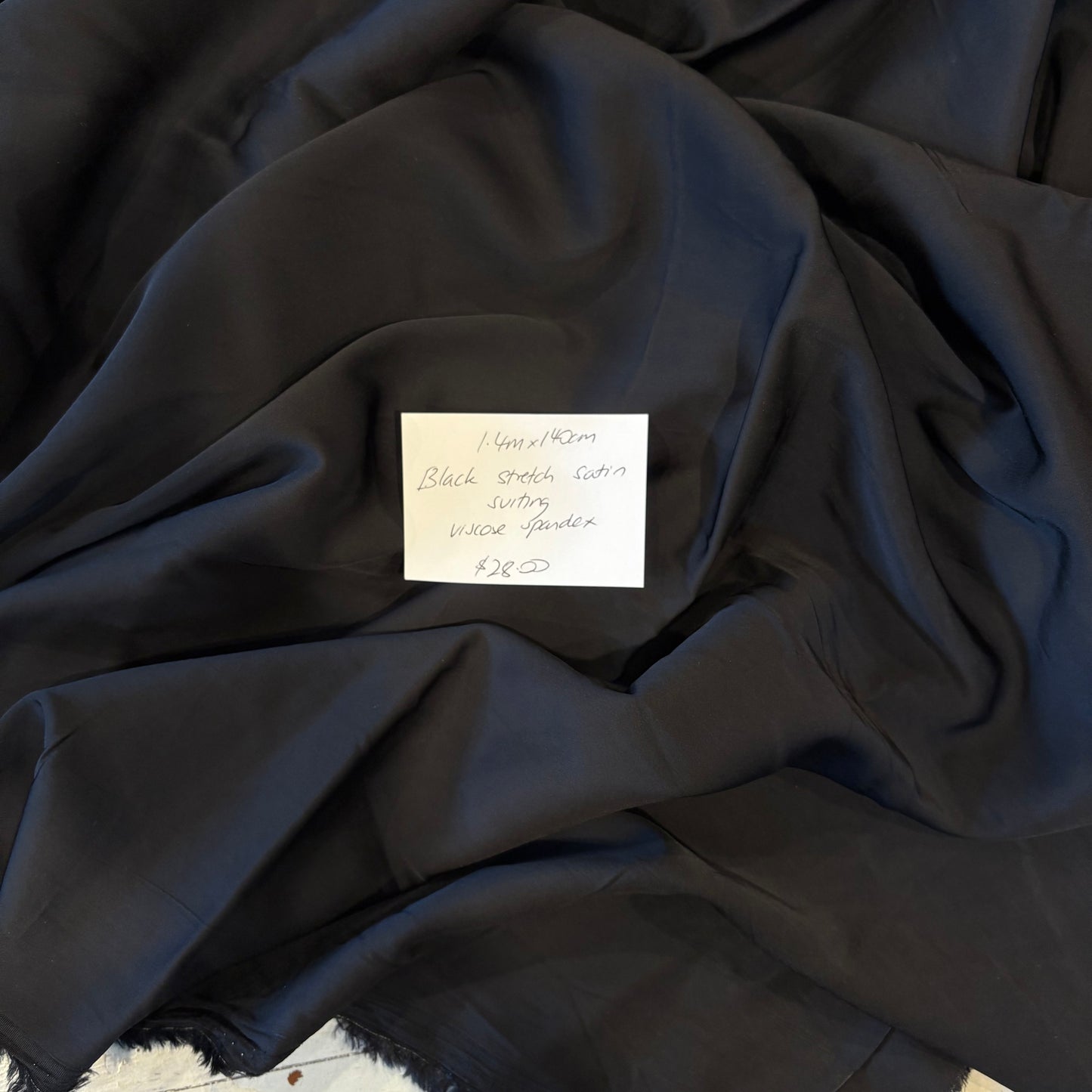 1.4m Black Stretch Satin Suiting