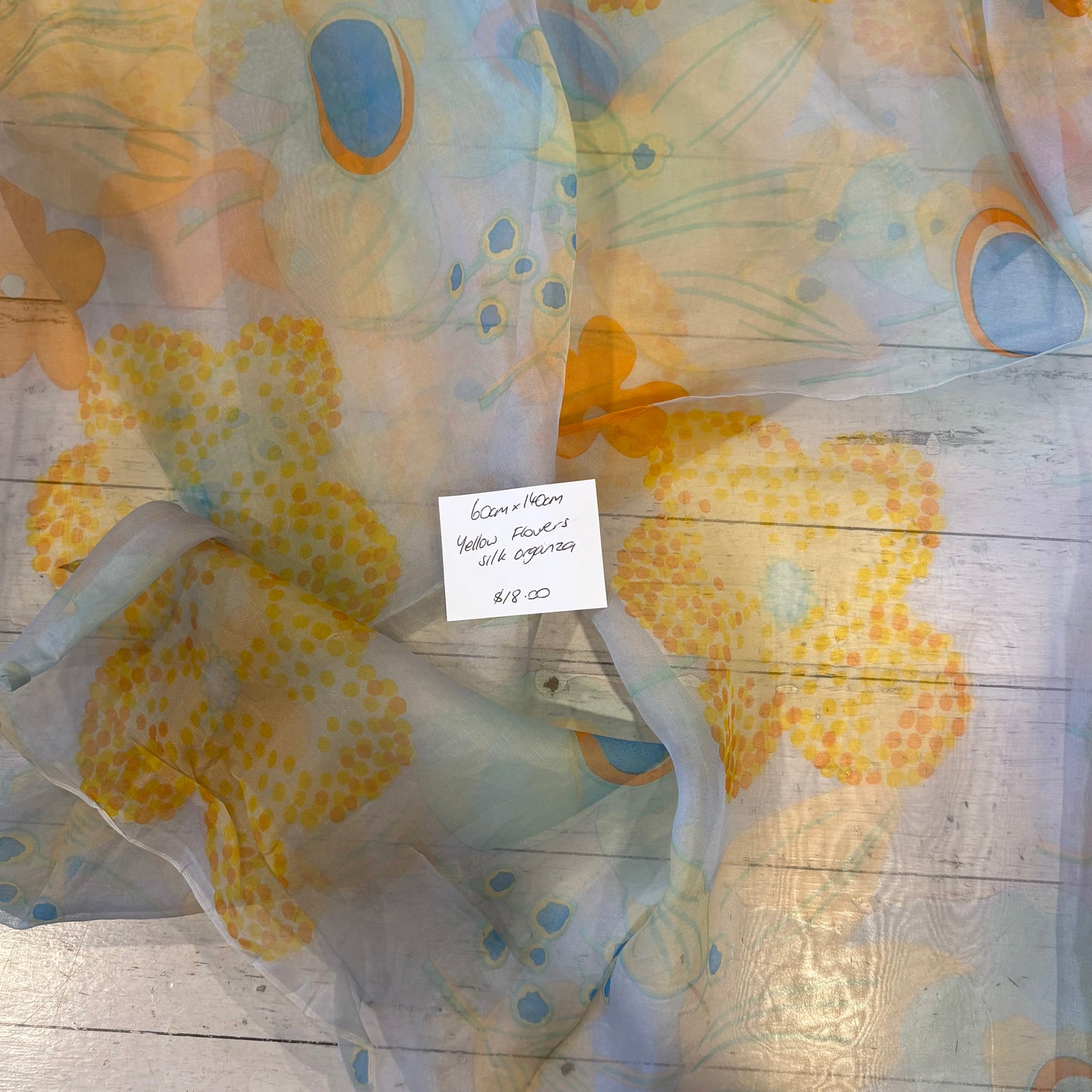 60cm Yellow Flowers Silk Organza