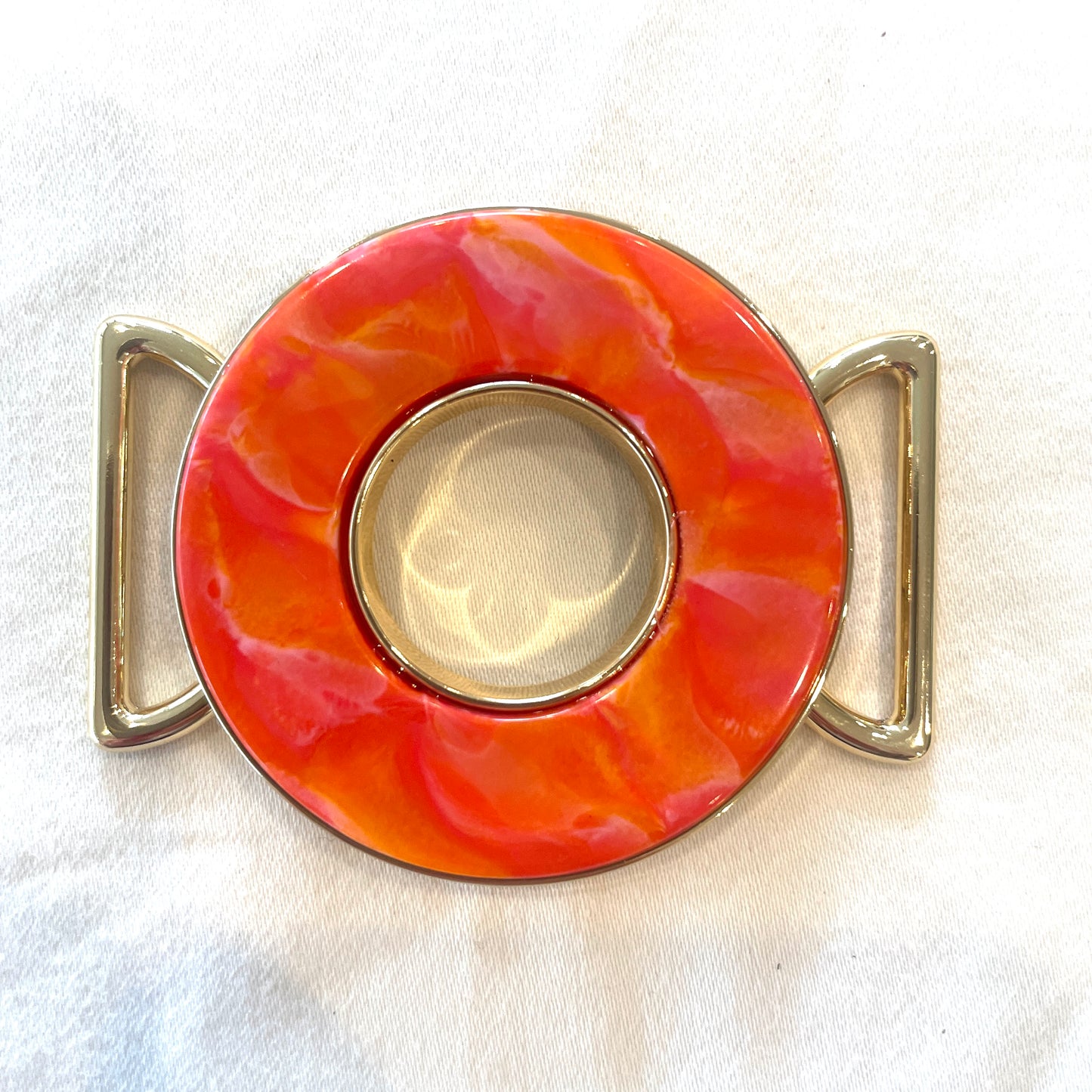 Coral pink marble Ring buckle large