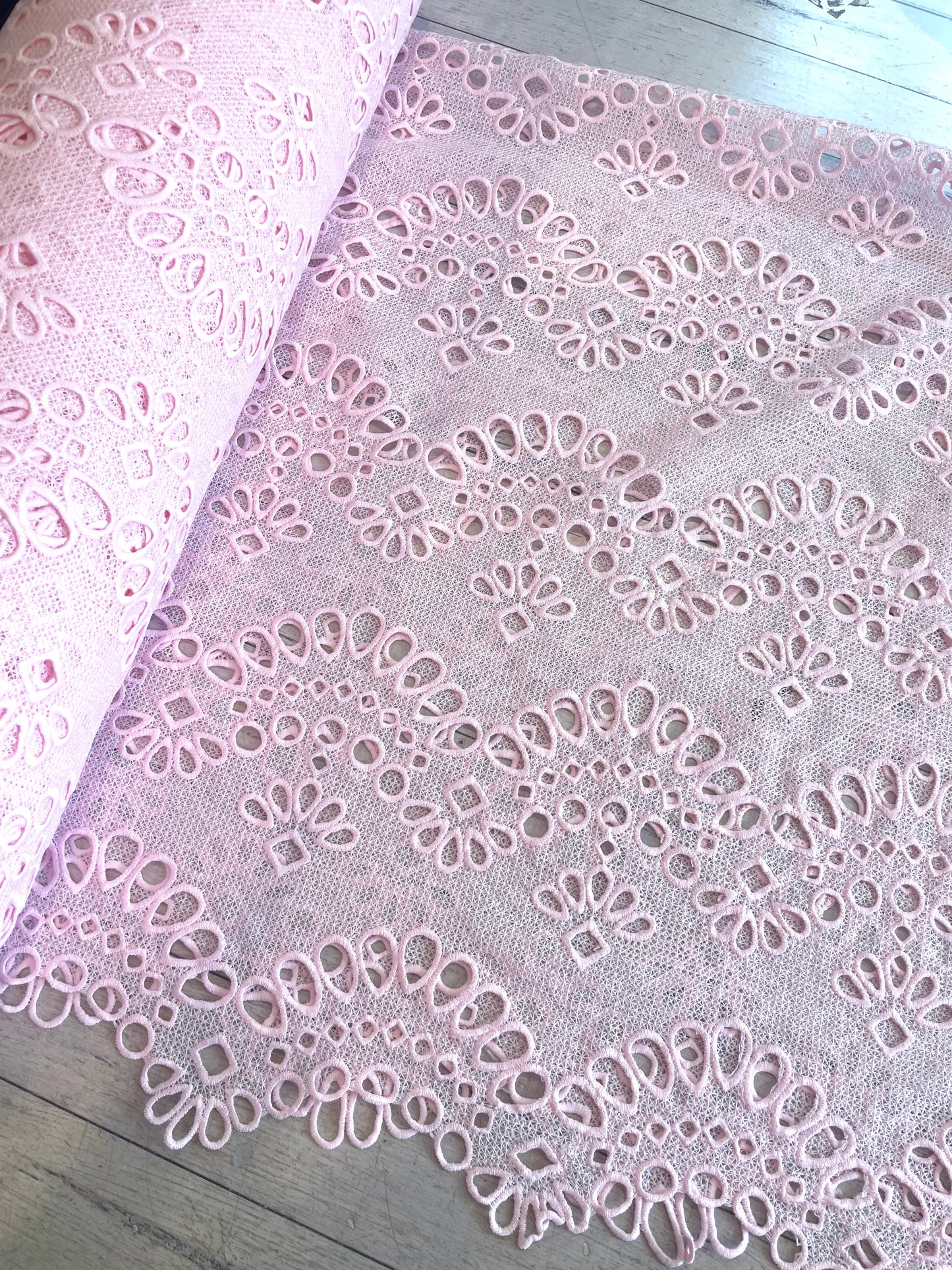 Prettiest pink Guipure Lace