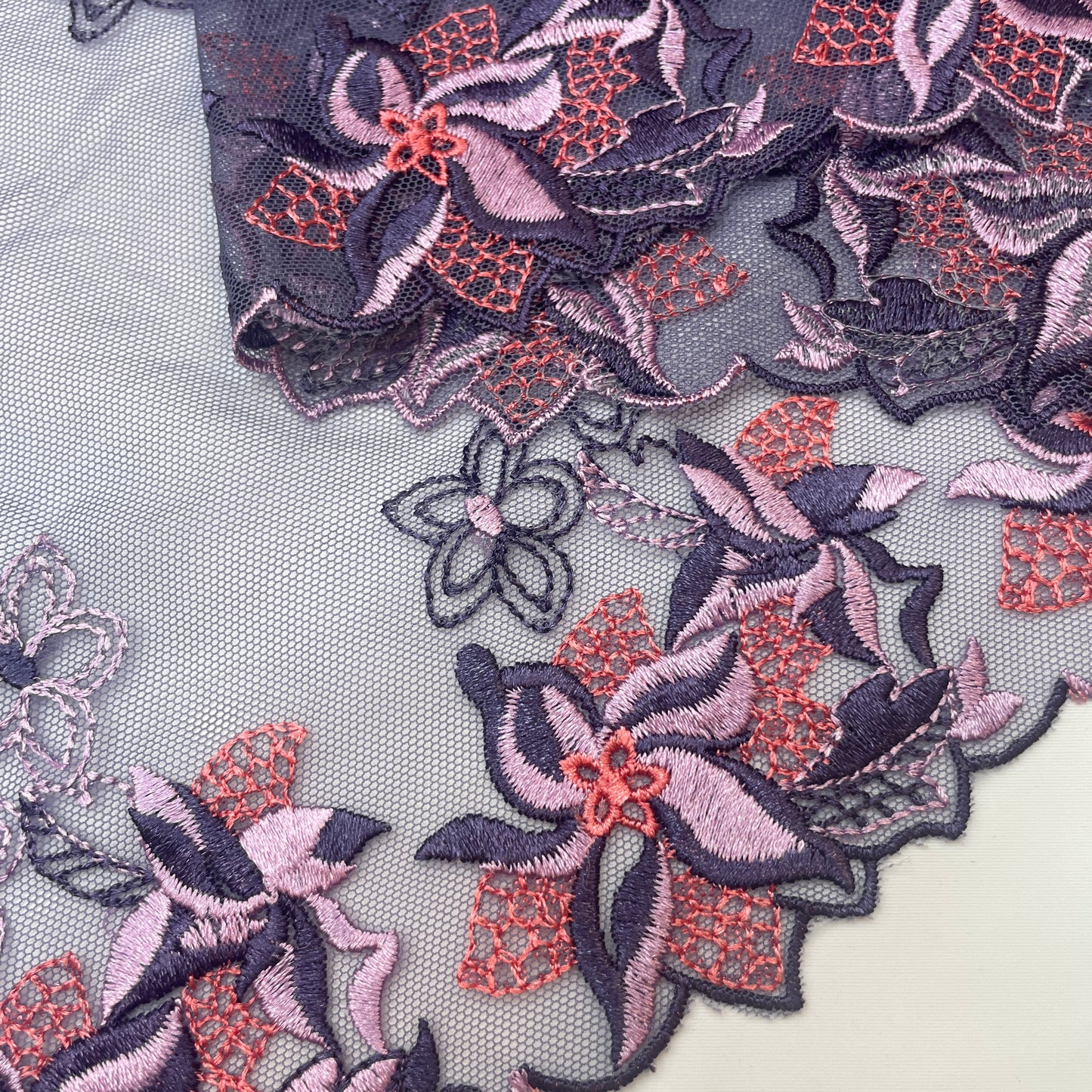 Amethyst vine Embroidered Lace