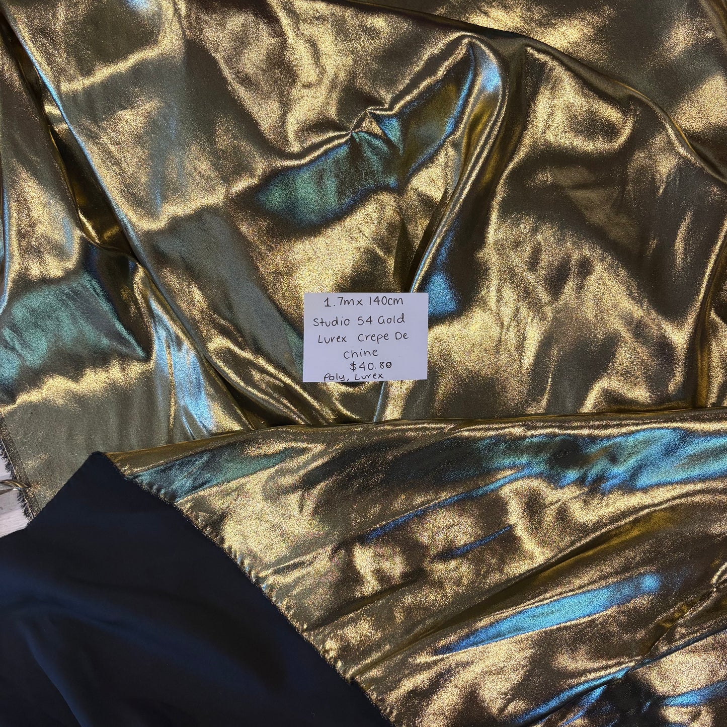 1.7m Studio 54 Gold Lurex Crepe De Chine