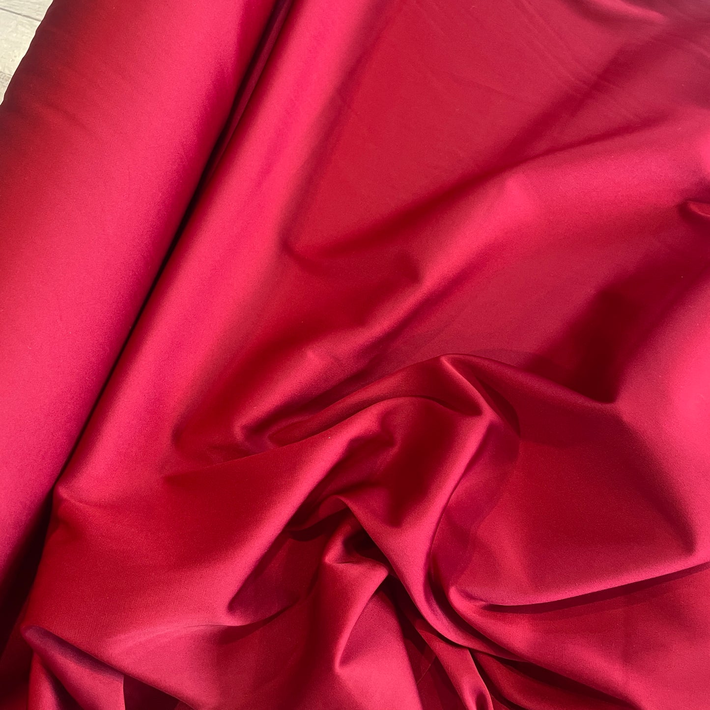 Ruby red stretch satin