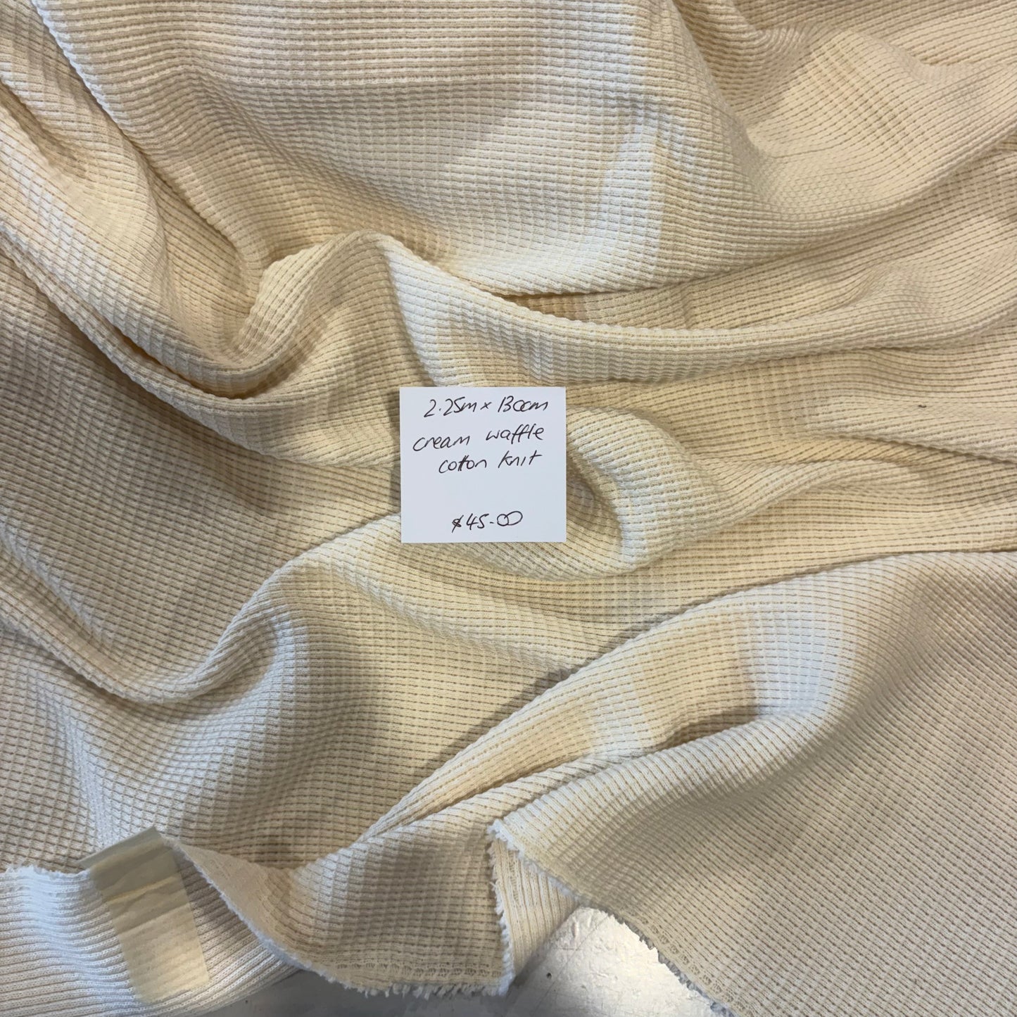 2.25m Cream Waffle Cotton Knit