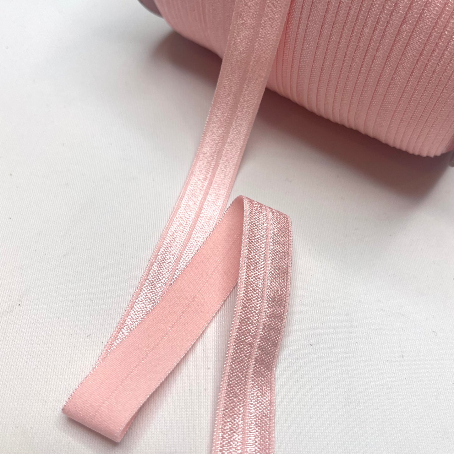 Light Pink 15mm Satin Foldover Elastic