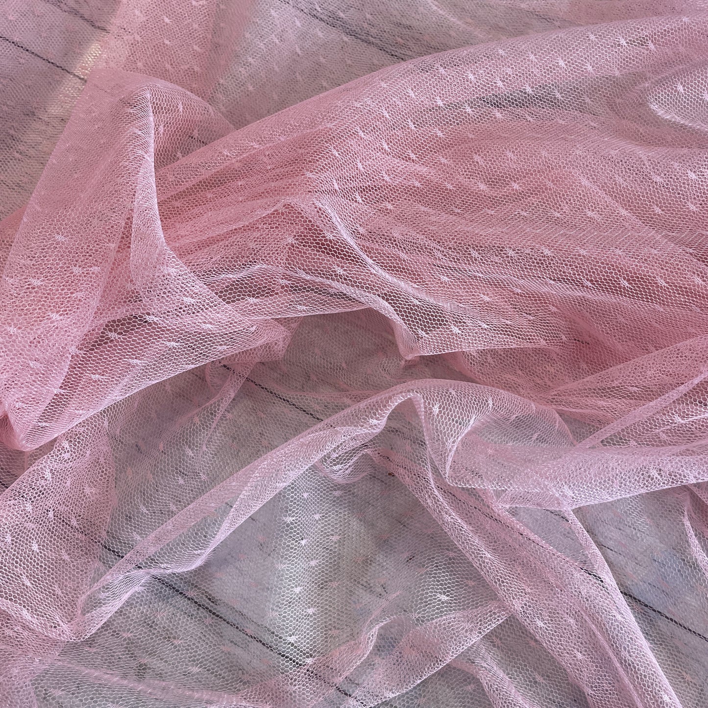 Pretty pink fine hail Spotted Tulle