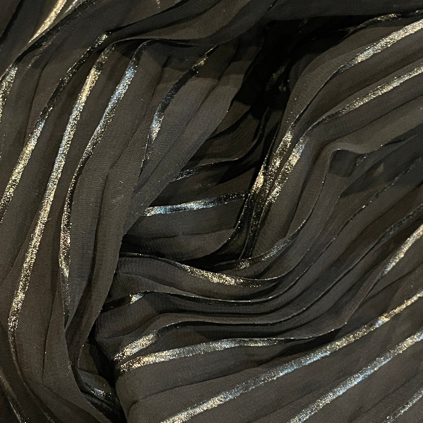 black on black Perma Pleat Georgette