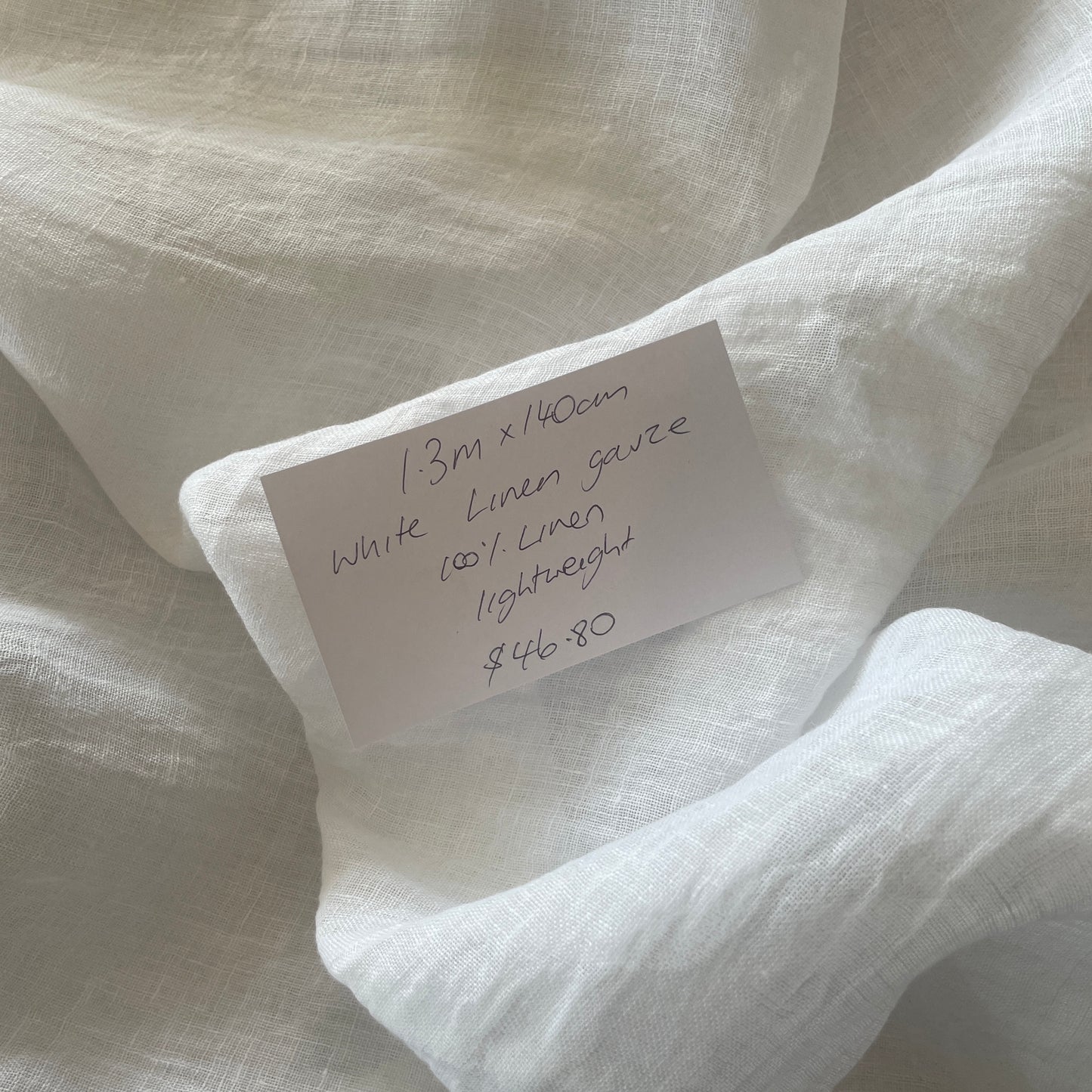 1.3m white Organic Linen gauze