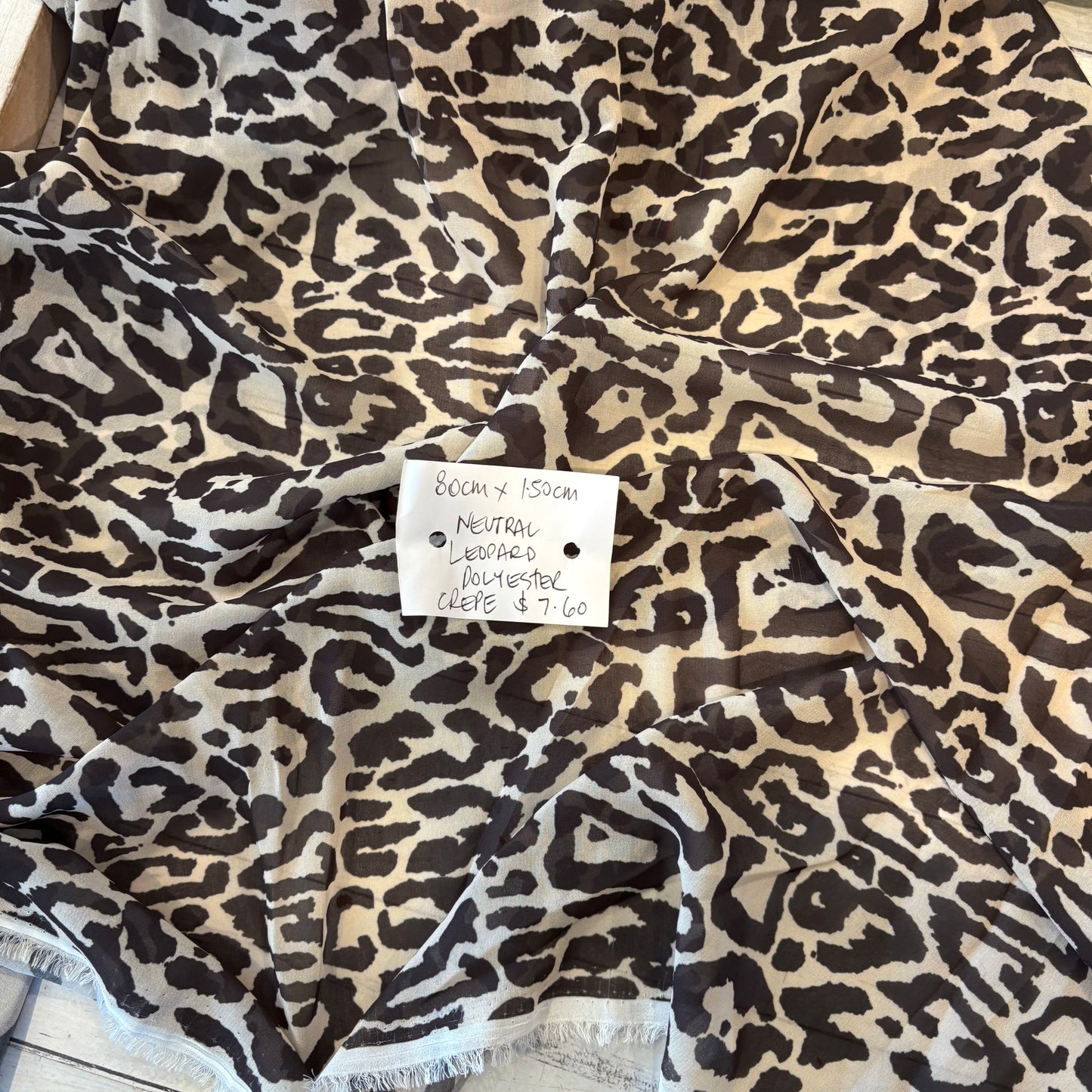 80cm Neutral Leopard Polyester Crepe
