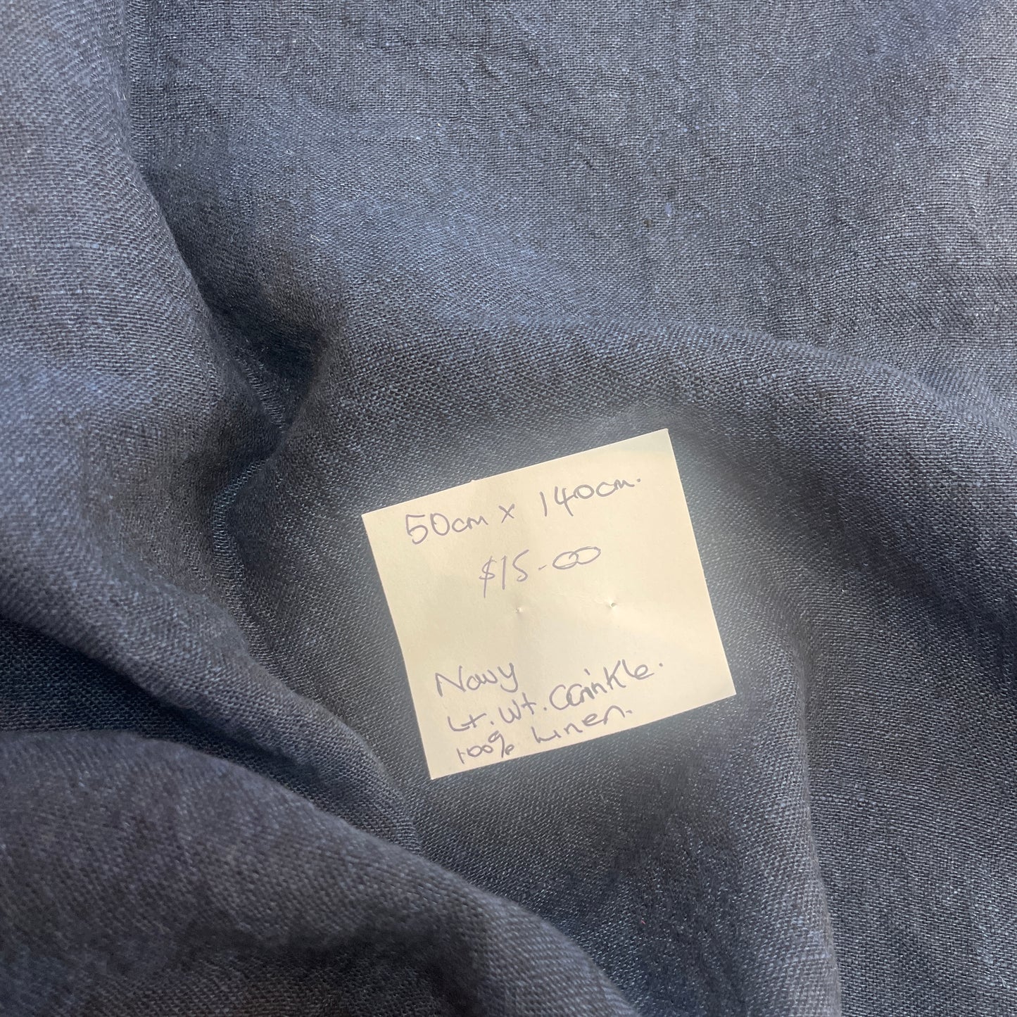 50cm navy light weight crinkle linen