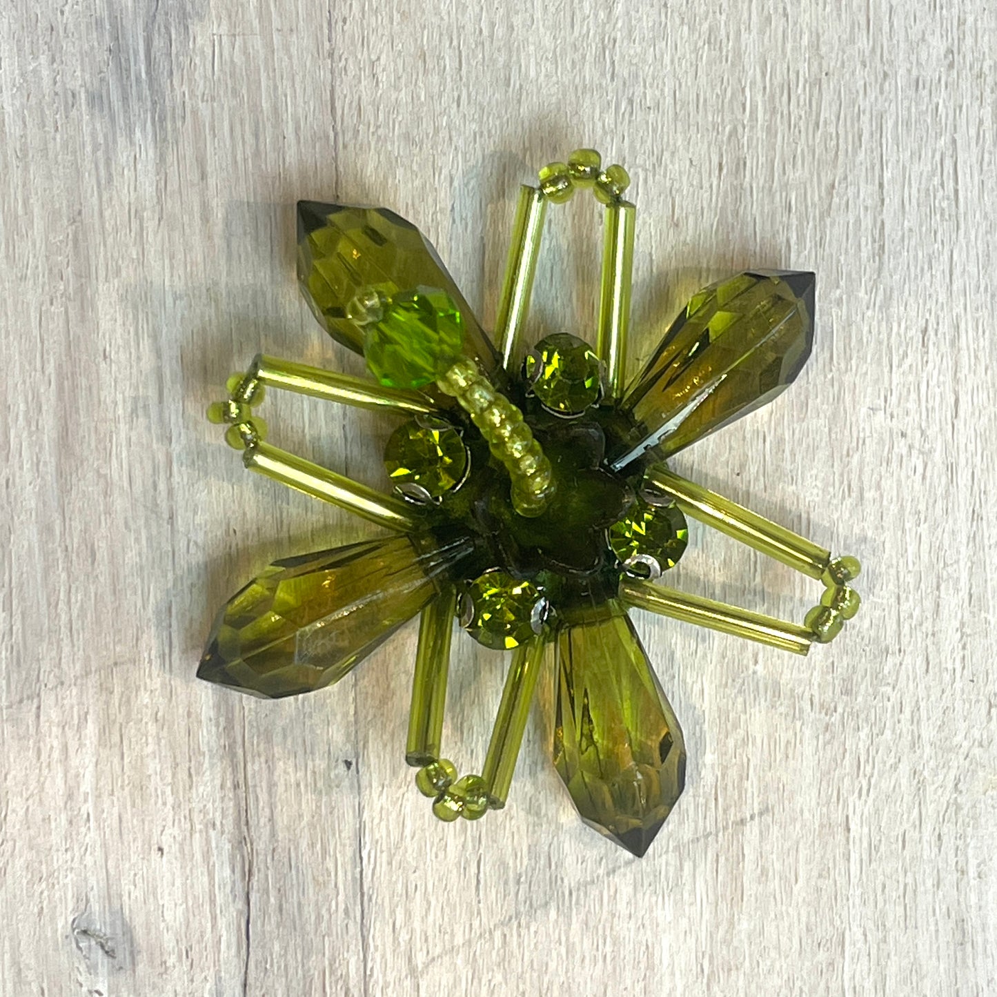 peridot green crystal flower motif