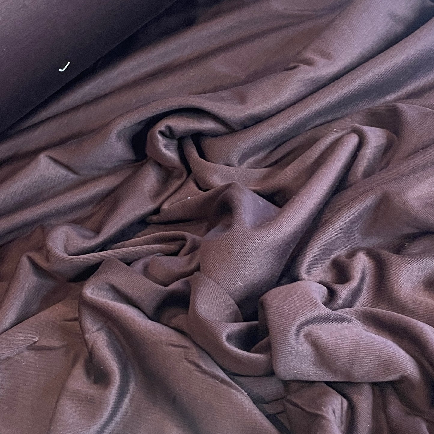 Chocolate ultra fine rib viscose slinky jersey