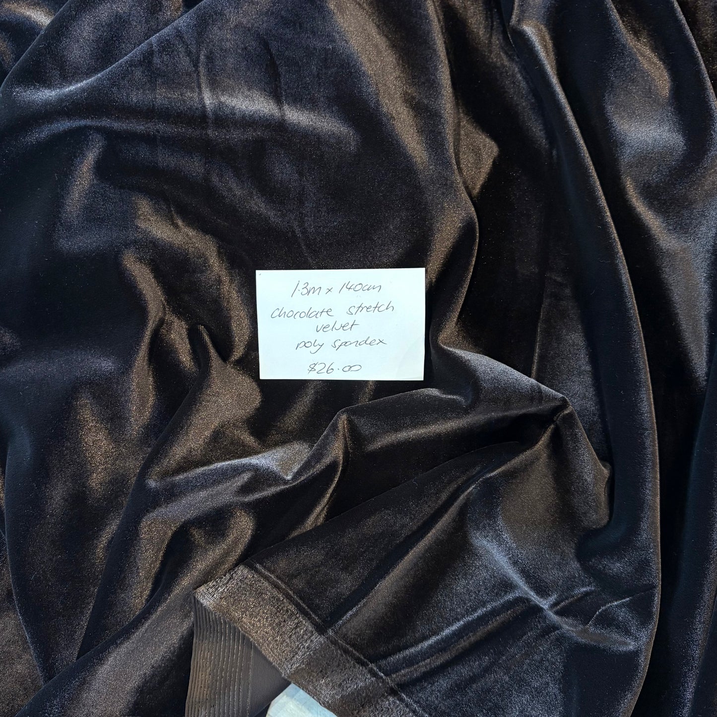 1.3m Chocolate Stretch Velvet