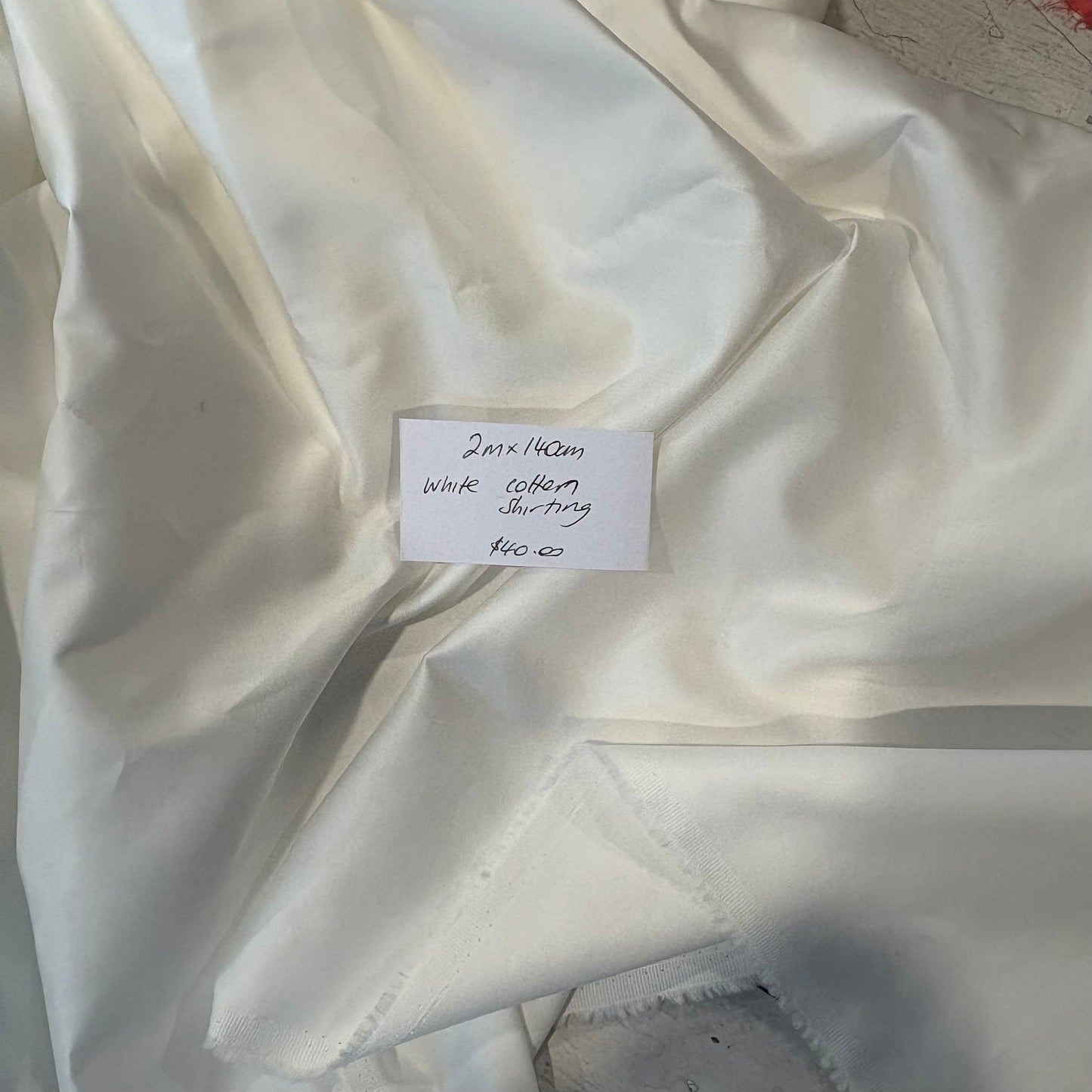 2m White Cotton Shirting