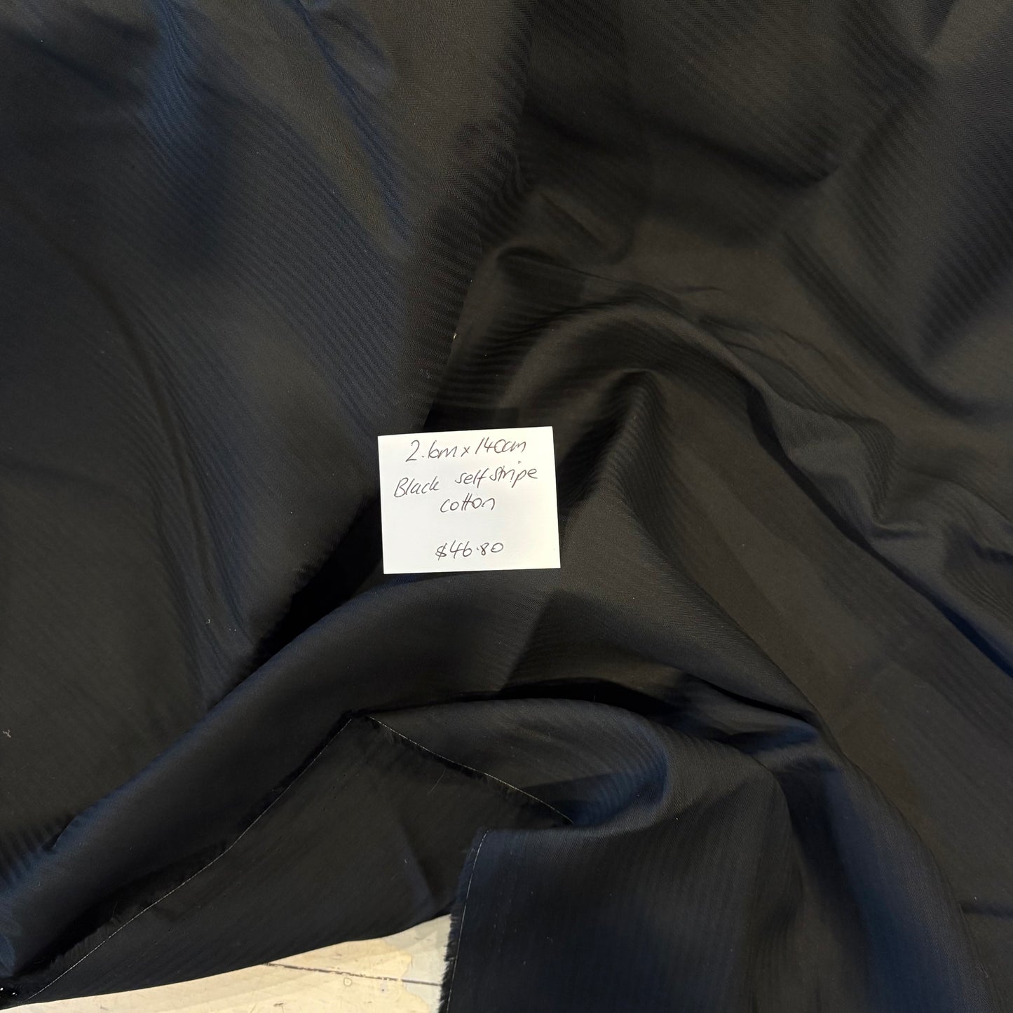 2.6m Black self stripe cotton