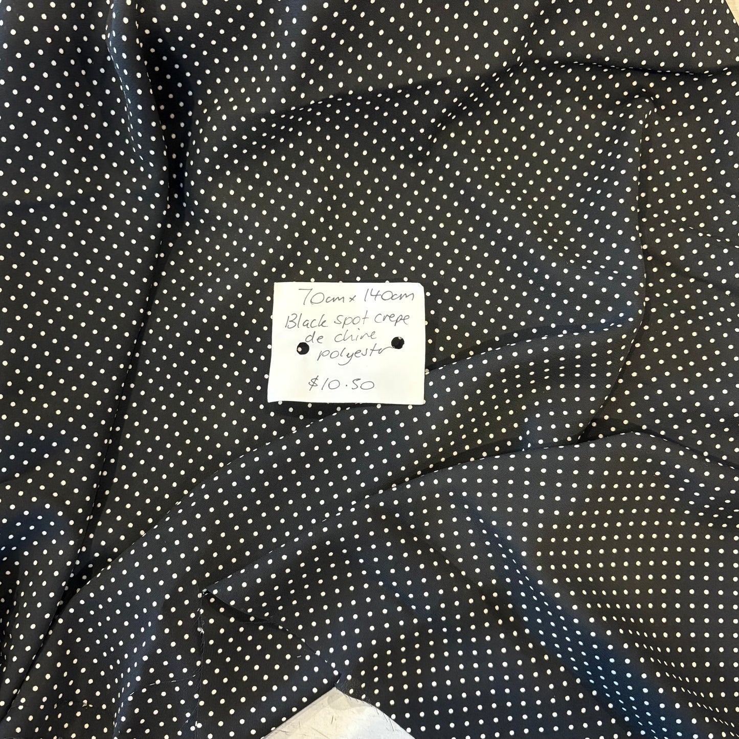 70cm Black Spot Crepe De Chine