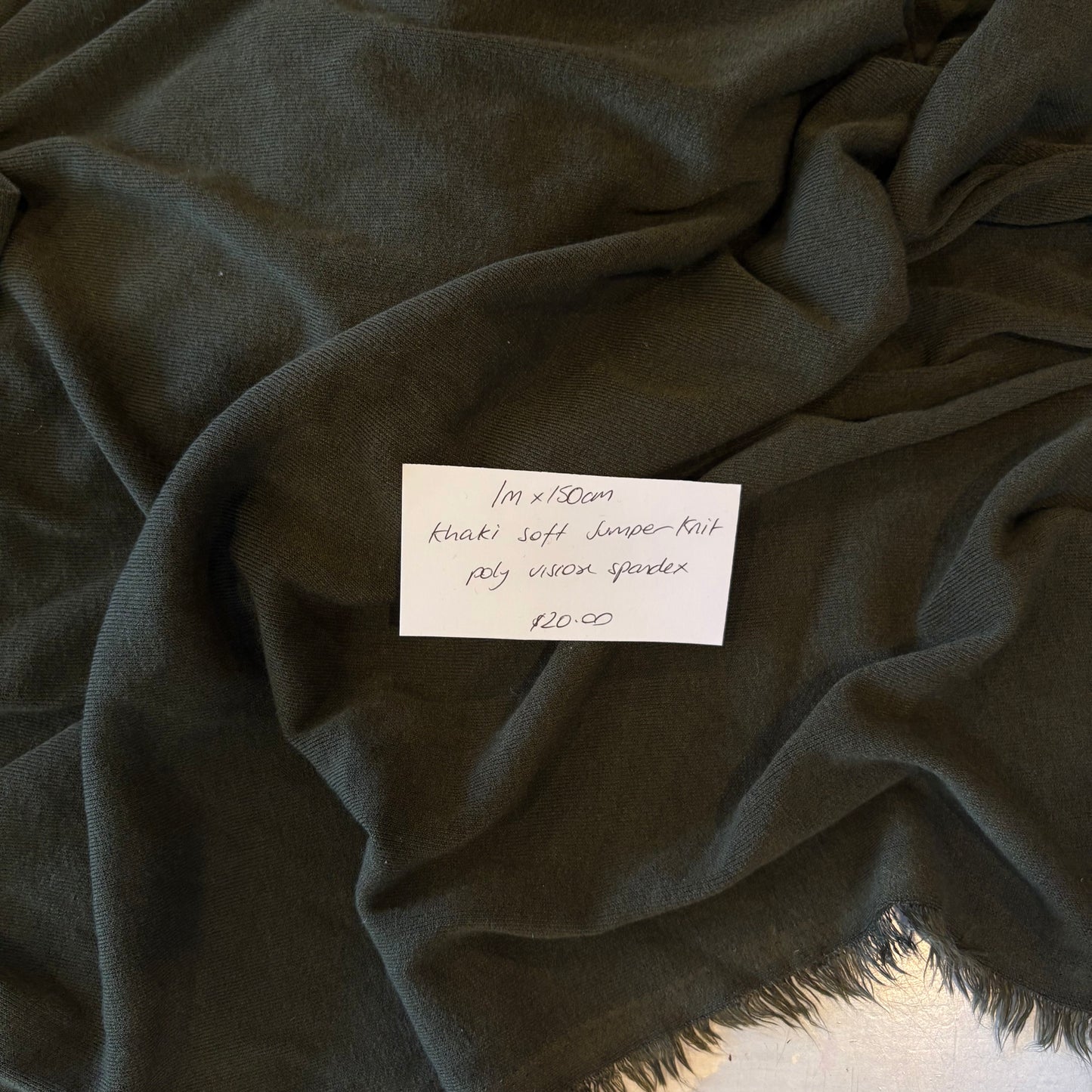 1m Khaki Soft Jumper Knit