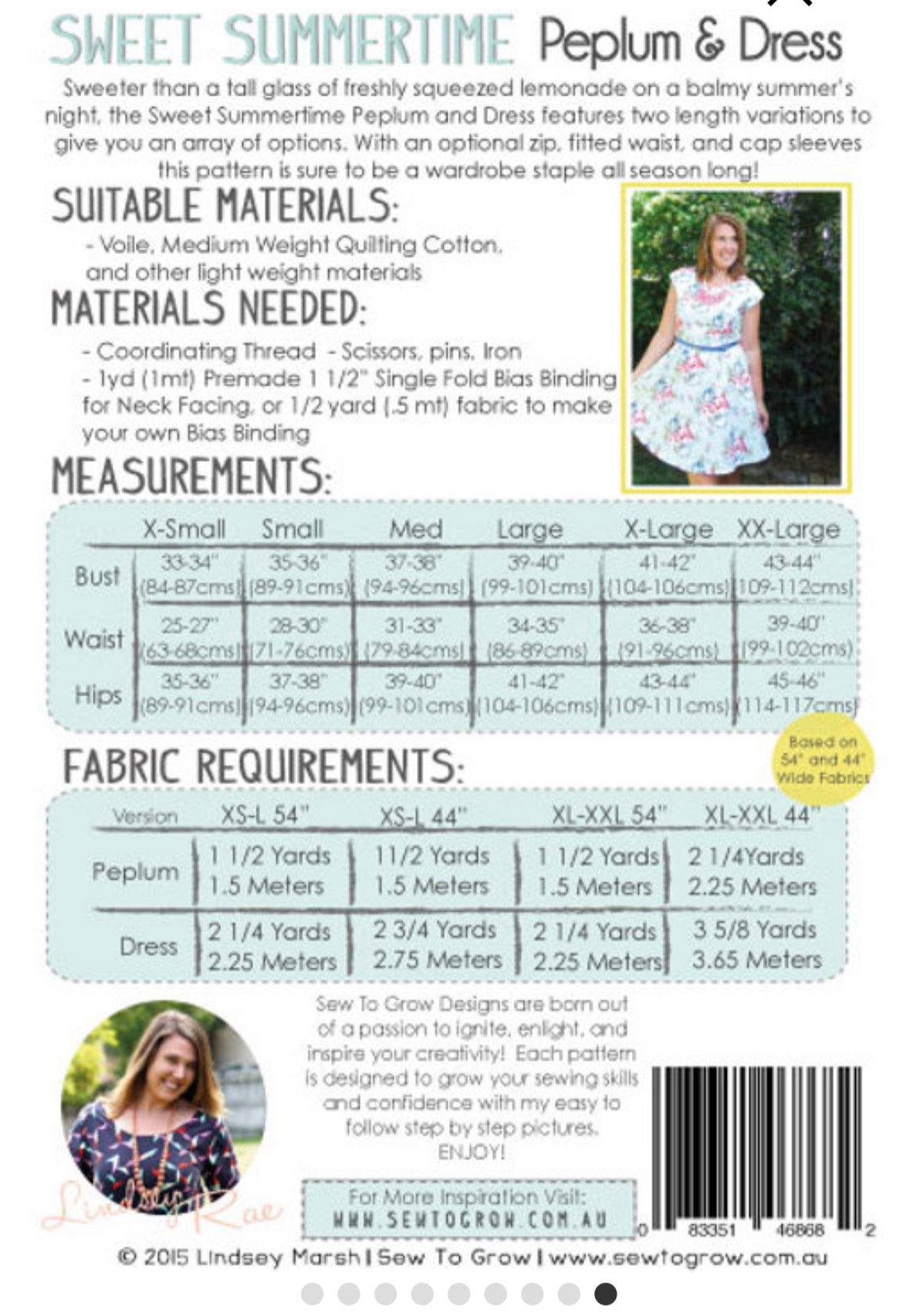 Sew to grow sweet summertine dress paper pattern