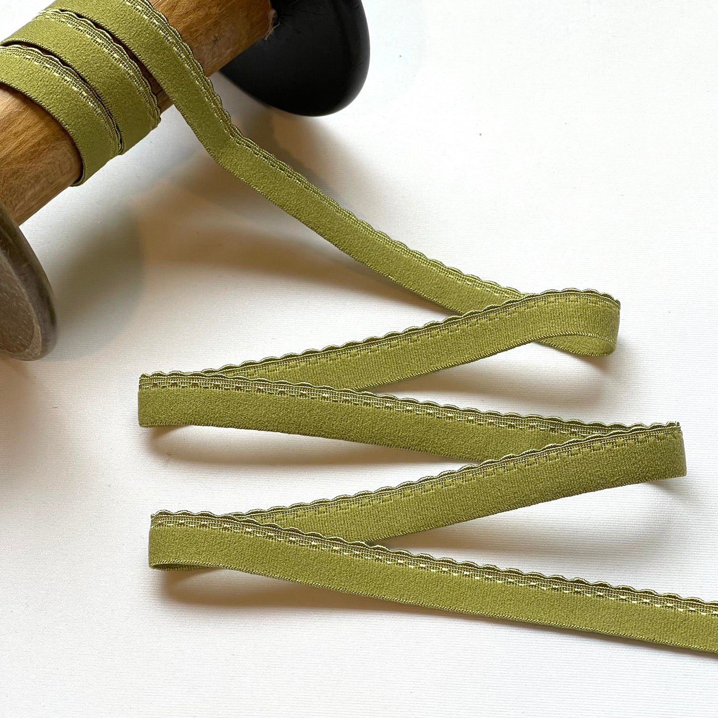 Olive 12mm Plush Picot Elastic