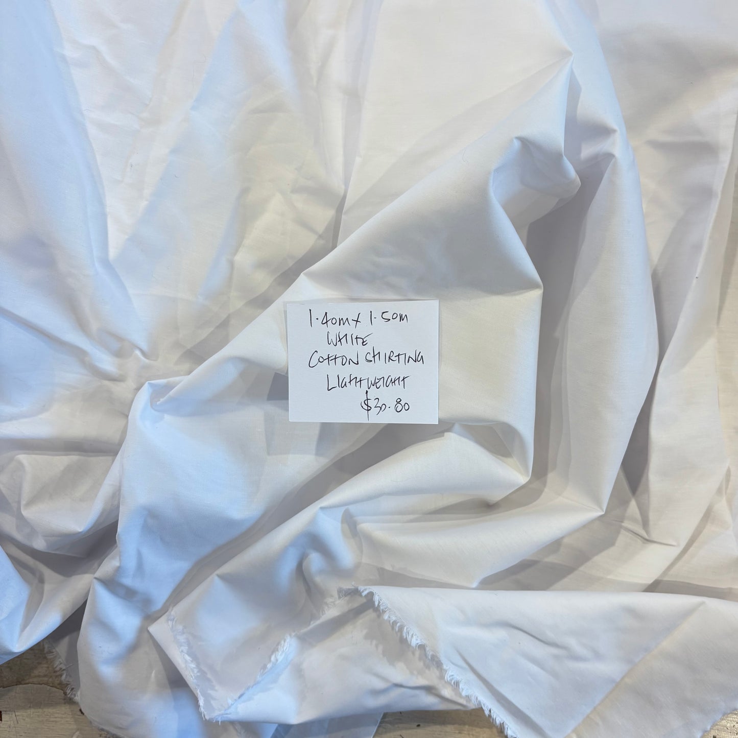 1.4m White Cotton Shirting