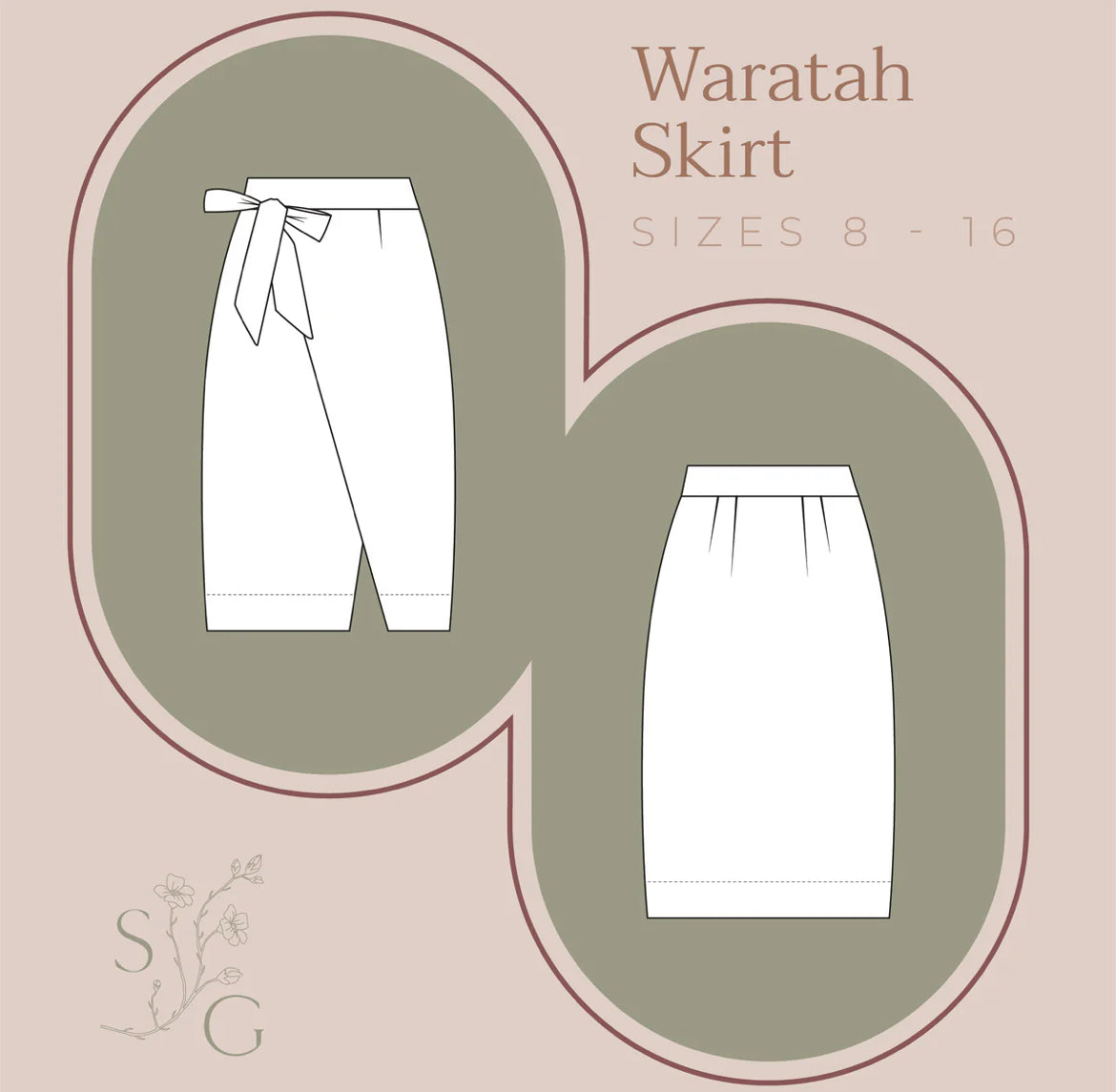 Stitched for good Waratah skirt paper pattern