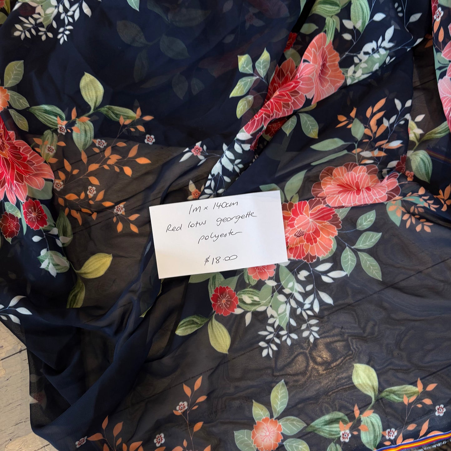 1m Red lotus Georgette