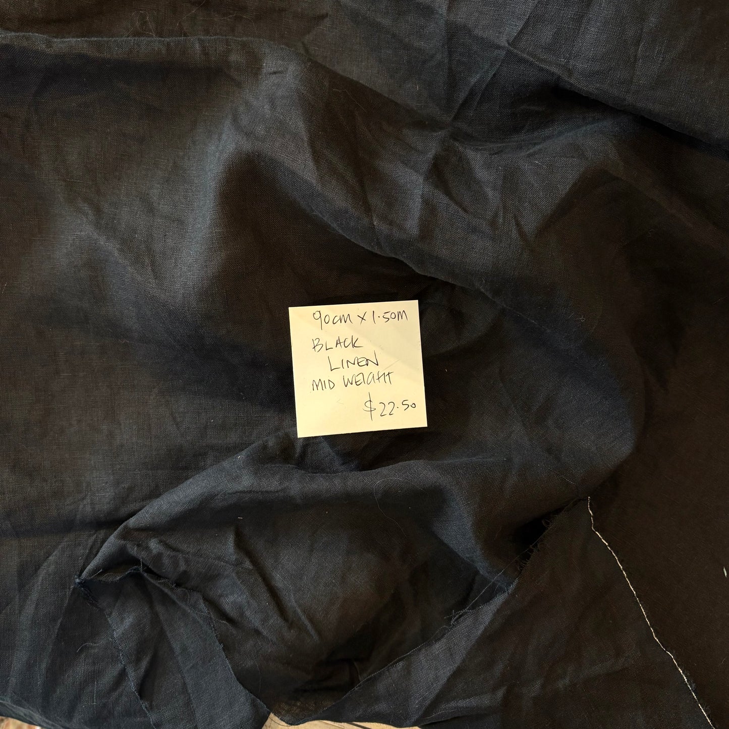 90cm Black Linen Mid Weight
