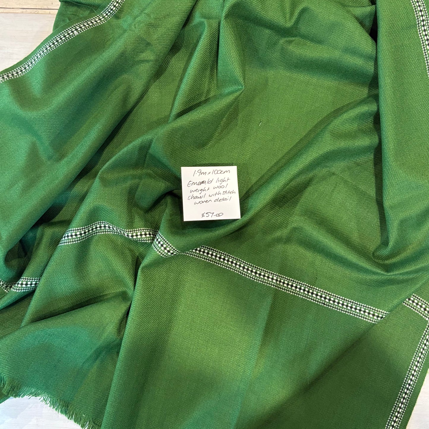 1.9m Emerald Wool Shawl