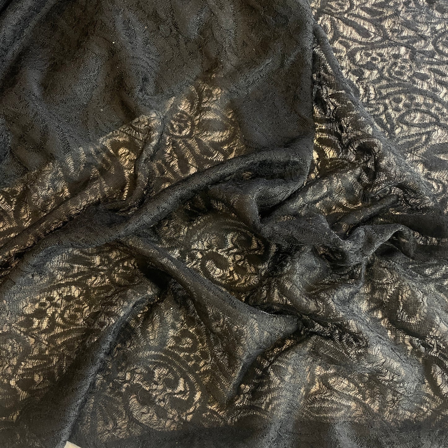Lilly black soft sheer jacquard knit