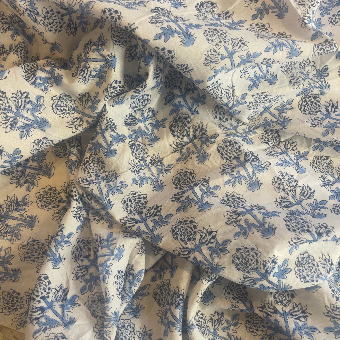 70cm chrysanthemum block print cotton voile