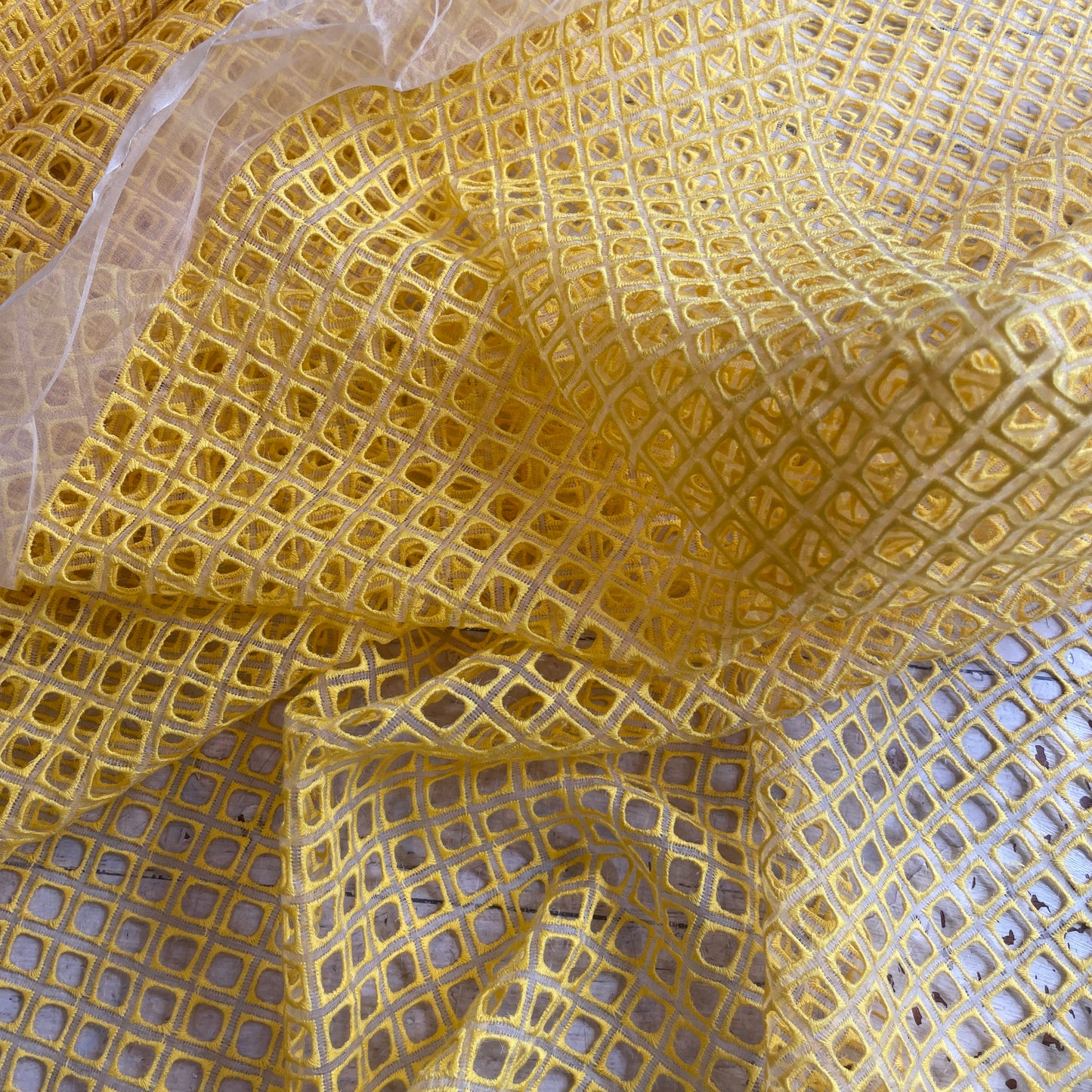 sunshine embroidered squares Organza