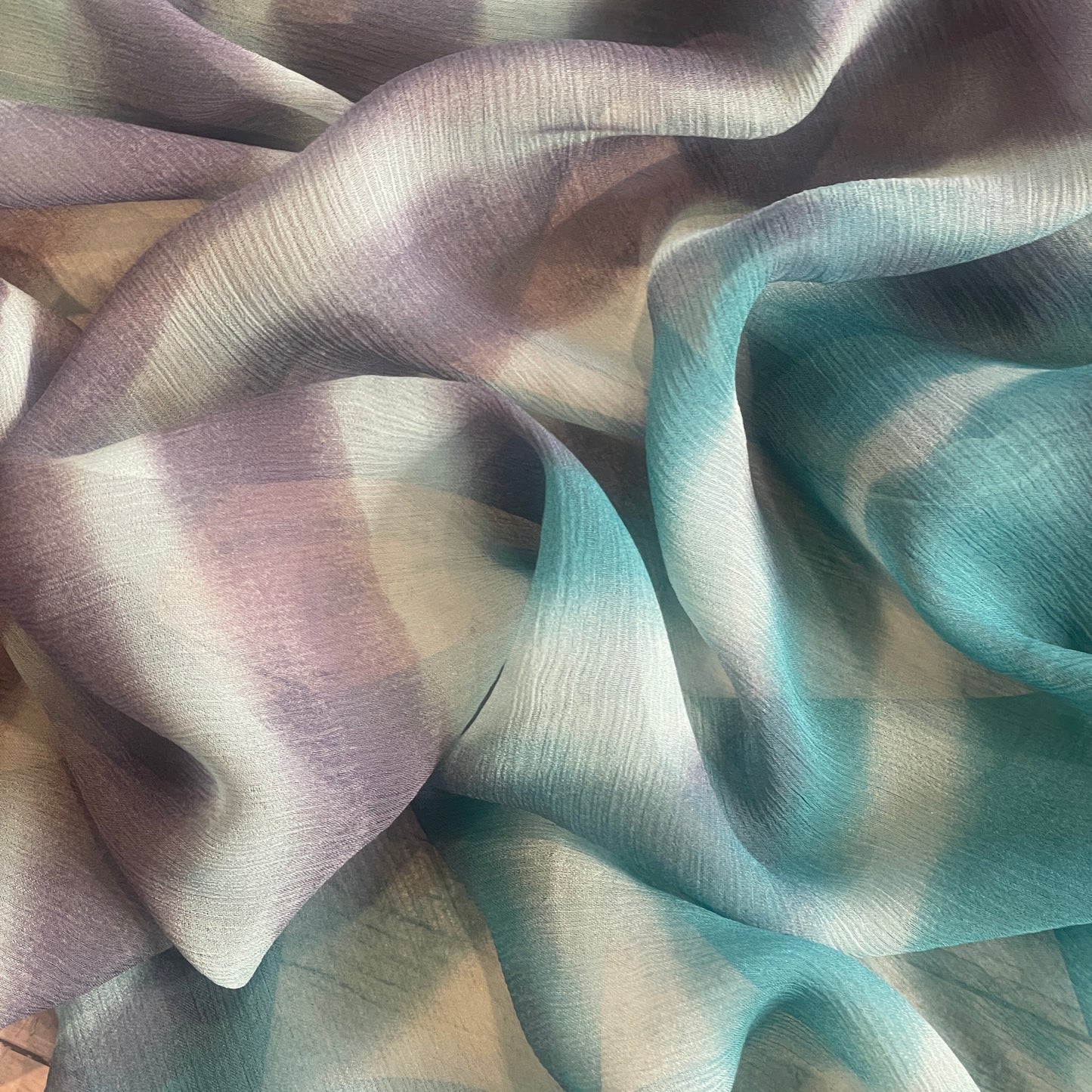 ocean waves crinkle Silk Chiffon