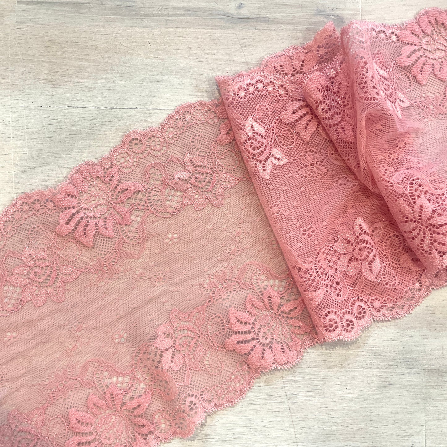 Rose pink 16cm stretch lace