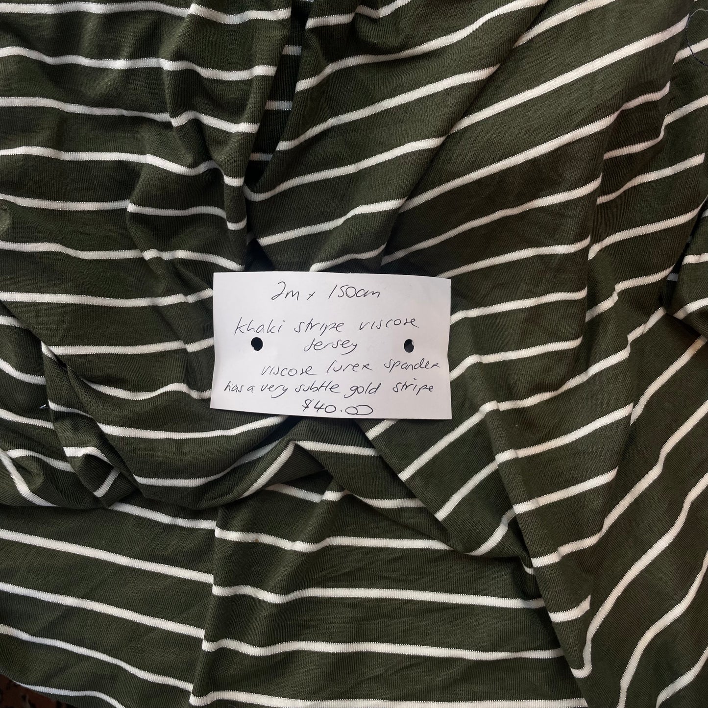 2m Khaki stripe viscose jersey