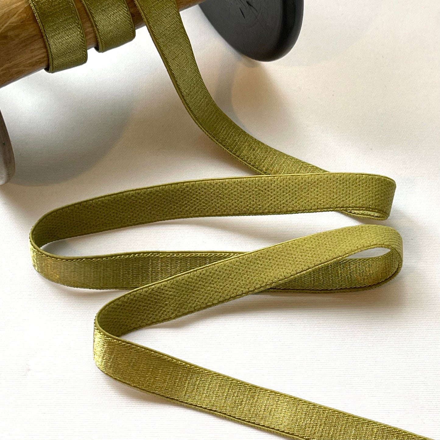 Olive 12mm Satin Strapping Elastic