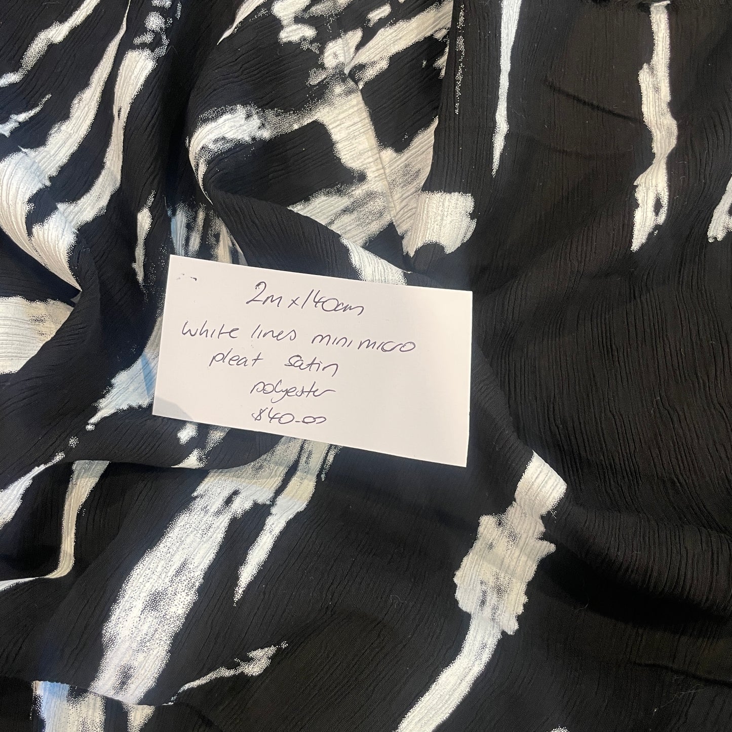2m white lines mini micro pleat satin