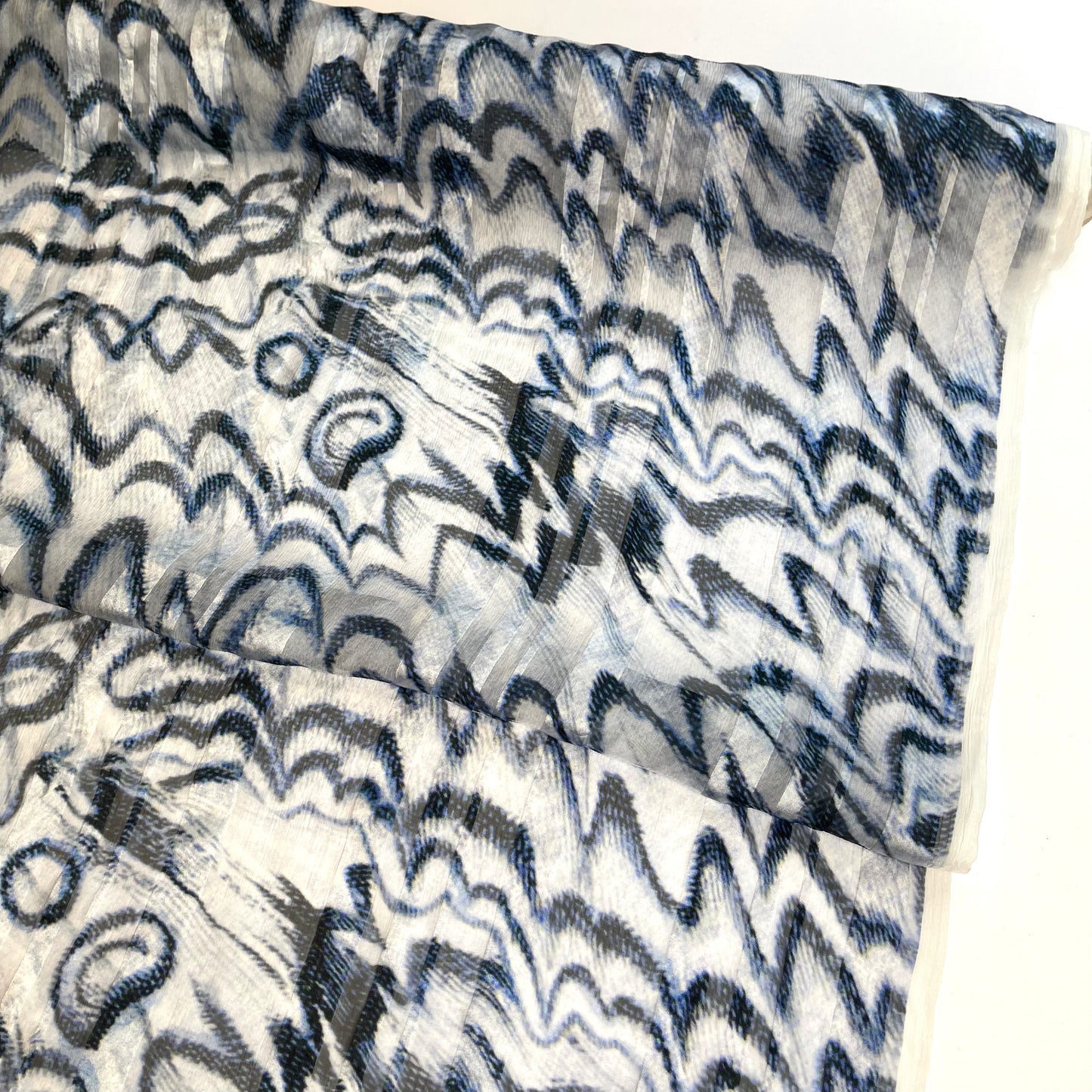 Storm Clouds Burnout Silk Satin Stripes