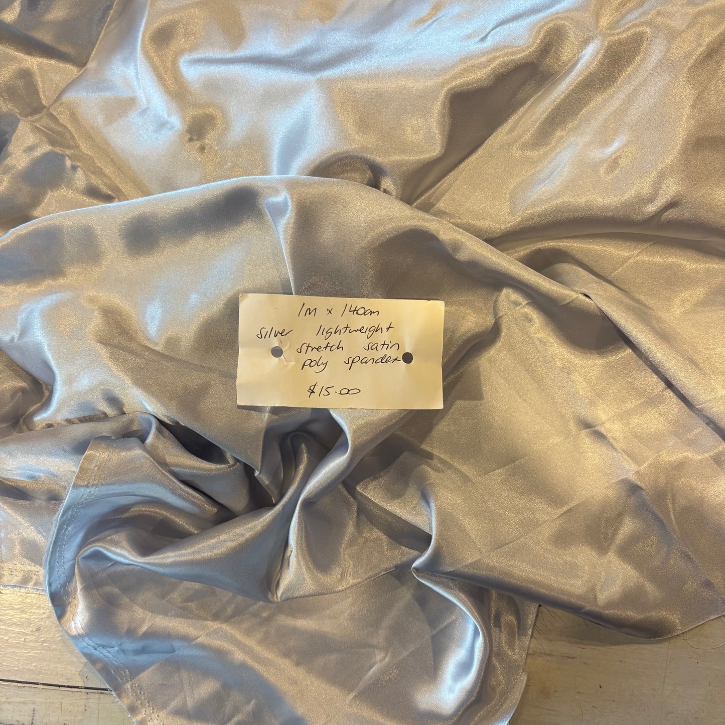 1m Silver Lightweight Stretch Satin