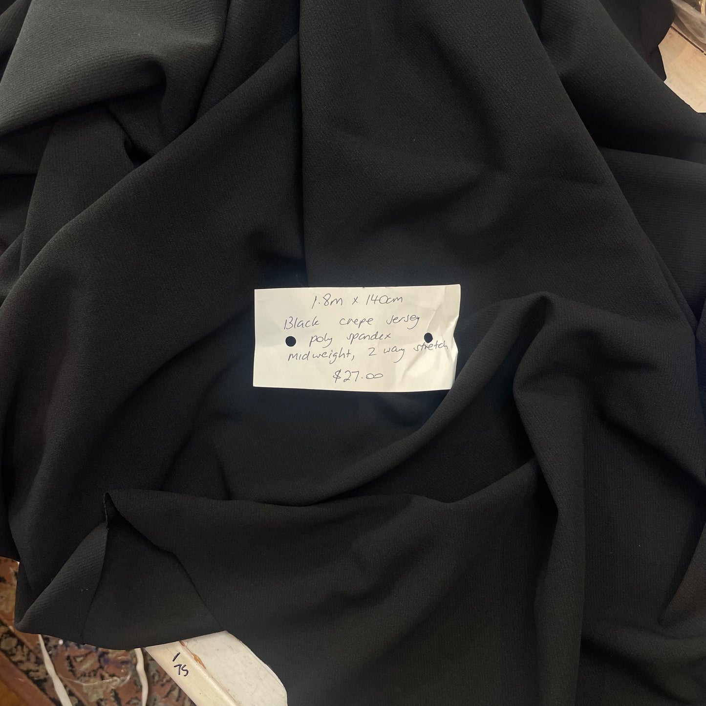 1.8m Black Crepe Jersey