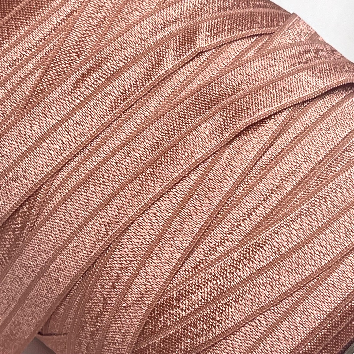 Pecan 15mm Satin Foldover Elastic