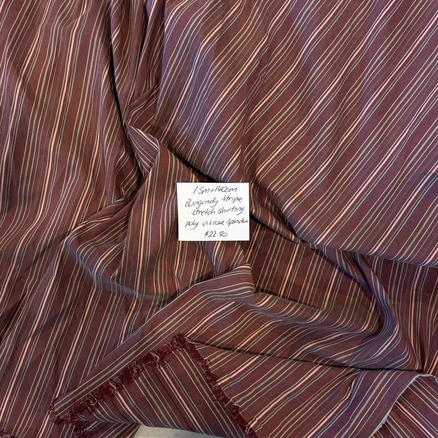 1.5m Burgundy Stripe Stretch Shirting