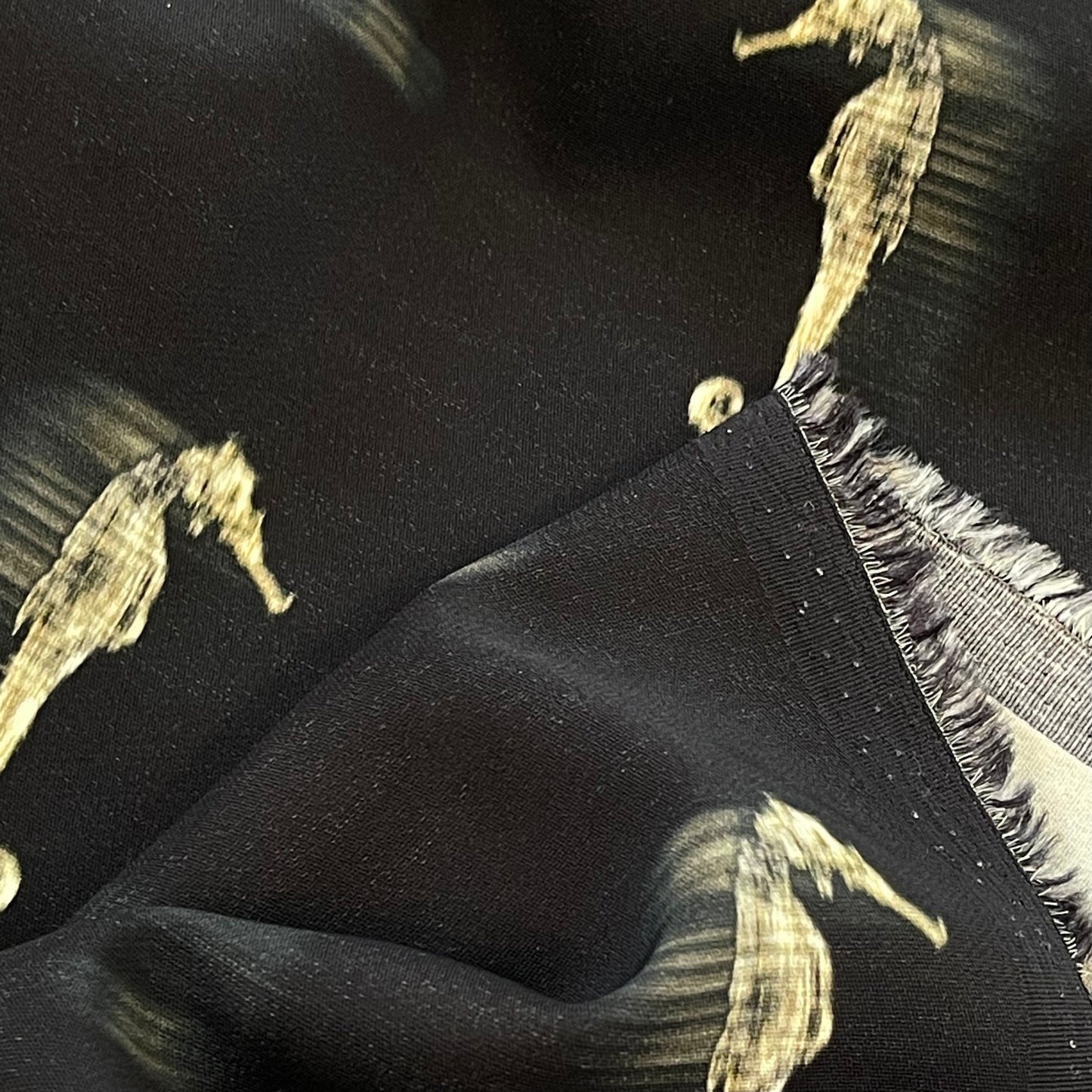 Seahorse Shadows Black Stretch Viscose Suiting